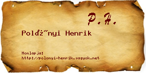 Polónyi Henrik névjegykártya